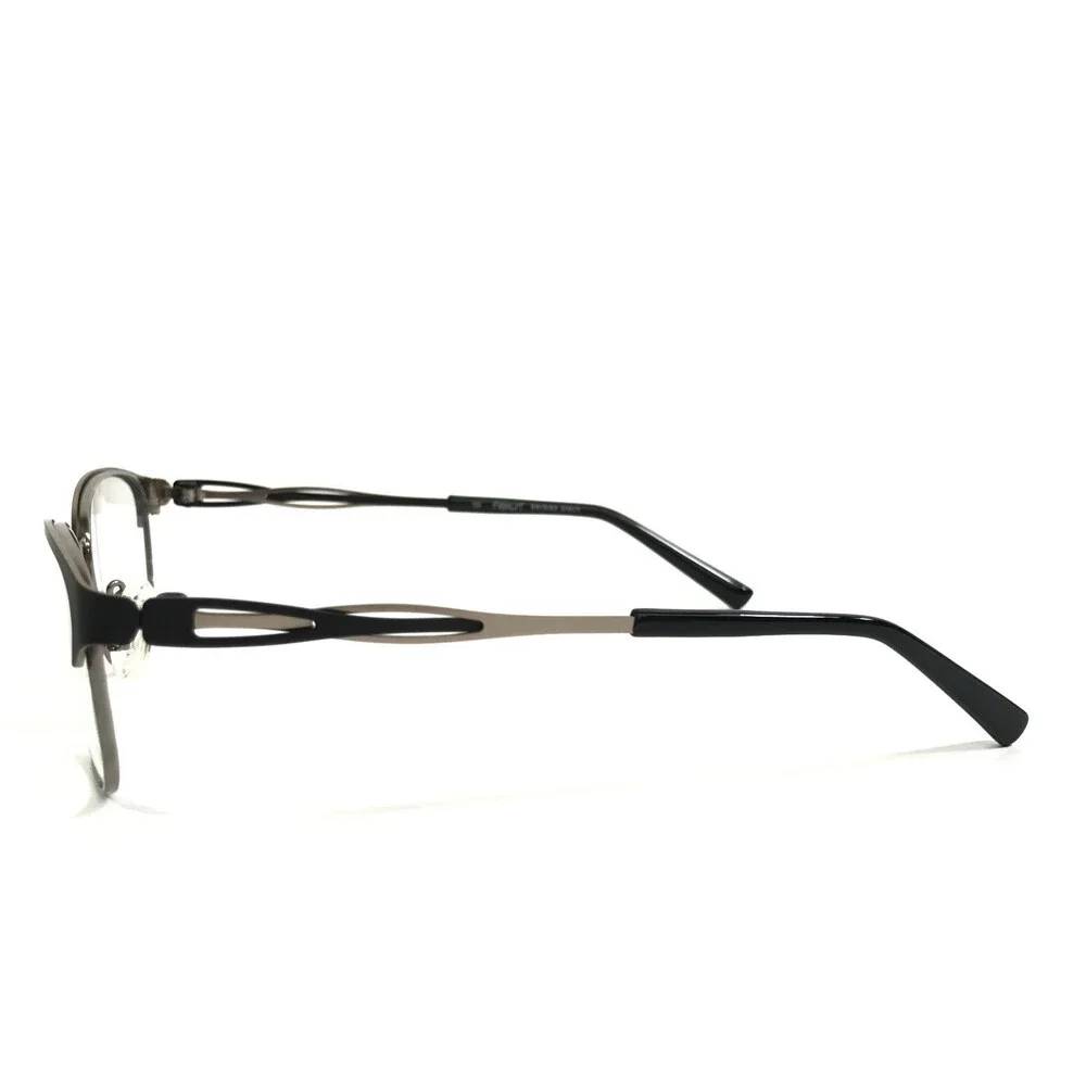 Flexon Eyeglasses Frames CLAUDETTE 001 Black Gold Cat Eye Full Rim 52-18-135